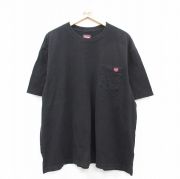 XL★古着 ラングラー Wrangler 半袖 Tシャツ メンズ 胸ポケット付き 大きいサイズ 子クルーネック 黒 ブラック 【spe】 25aug25 中古