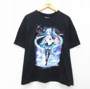XL★古着 半袖 Tシャツ メンズ 初音ミク コットン クルーネック 黒【spe】 26mar18
