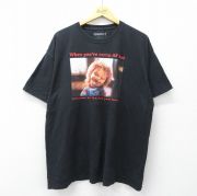 XL★古着 半袖 Tシャツ メンズ 映画 チャッキー 大きいサイズ コットン クルーネック 黒【spe】 26mar26