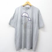 XL★古着 半袖 Tシャツ メンズ PLATINUM 大きいサイズ クルーネック グレー 霜降り【spe】 26apr18