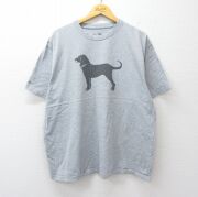 XL★古着 半袖 Tシャツ メンズ The Black Dog 大きいサイズ コットン クルーネック グレー 霜降り【spe】 26apr18