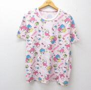 XL★古着 半袖 Tシャツ メンズ サンリオ ハローキティ マイメロディ 大きいサイズ クルーネック ピンク他【spe】 26apr18