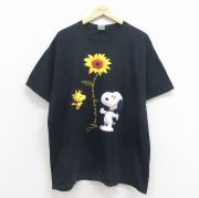 XL★古着 フルーツオブザルーム 半袖 Tシャツ メンズ スヌーピー コットン クルーネック 黒【spe】 26may01