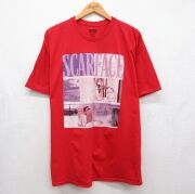 XL★古着 半袖 Tシャツ メンズ 映画 スカーフェイス 大きいサイズ コットンクルーネック レッド【spe】 26jun04