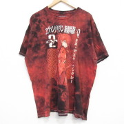 XL★古着 半袖 Tシャツ メンズ アニメ エヴァンゲリオン アメリカ 大きいサイズ コットン クルーネック 赤他 レッド タイダイ 【spe】 25jul19 中古