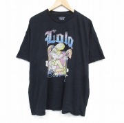 XL★古着 半袖 Tシャツ メンズ ルーニーテューンズ LOONEY TUNES ローラバニー 大きいサイズ コットン クルーネック 黒 ブラック 【spe】 25jul22 中古