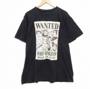 XL★古着 リップルジャンクション 半袖 Tシャツ メンズ アニメ ワンピース ルフィ 大きいサイズ クルーネック 黒 ブラック 【spe】 25jul23 中古