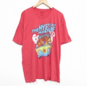 XL★古着 半袖 Tシャツ メンズ アニメ スクービードゥー 大きいサイズ クルーネック 赤 レッド 霜降り 【spe】 25aug18 中古