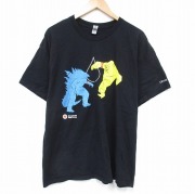 XL★古着 半袖 Tシャツ メンズ 大きいサイズ 映画 ゴジラ キングコング コットン クルーネック 黒 ブラック 【spe】 25aug21 中古