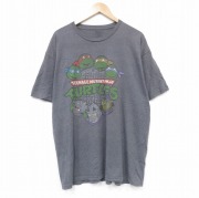XL★古着 半袖 Tシャツ メンズ ニンジャタートルズ 大きいサイズ クルーネック グレー 霜降り 【spe】 25aug25 中古