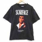 XL★古着 半袖 Tシャツ メンズ 映画 スカーフェイス コットン クルーネック 黒 ブラック 【spe】 25aug26 中古