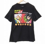 XL★古着 半袖 Tシャツ メンズ アニメ ドラゴンボールGT 大きいサイズ コットン クルーネック 黒 ブラック 【spe】 25aug30 中古