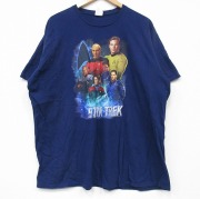 XL★古着 半袖 Tシャツ メンズ ドラマ スタートレック STAR TREK 大きいサイズ コットン クルーネック 紺 ネイビー 【spe】 25sep03 中古