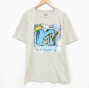 XL★古着 半袖 Tシャツ メンズ MTV 大きいサイズ コットン クルーネック ベージュ カーキ 【spe】 25sep05 中古