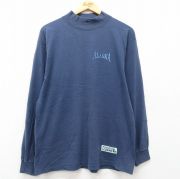 L★古着 ディスカス 長袖 ビンテージ Tシャツ メンズ 90年代 90s アラスカ コットン モックネック ハイネック USA製 紺 ネイビー 【spe】 25jul19 中古