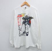 XL★古着 長袖 Tシャツ メンズ アニメ ガンダムデスサイズ コットン クルーネック 白 ホワイト 【spe】 25jul19 中古