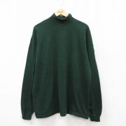 XL★古着 フルーツオブザルーム 長袖 ビンテージ Tシャツ メンズ 90年代 90s 無地 大きいサイズ タートルネック ハイネック USA製 緑 グリーン 【spe】 25jul22 中古