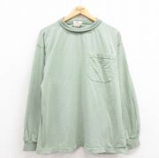 XL★古着 EMS 長袖 ビンテージ Tシャツ メンズ 90年代 90s 無地 胸ポケット付き ハイネック モックネック USA製 緑 グリーン 【spe】 25aug09 中古