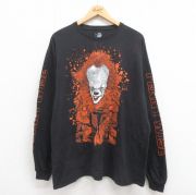 XL★古着 長袖 Tシャツ メンズ ホラー映画 イット IT コットン クルーネック 黒 ブラック 【spe】 25aug13 中古