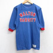XS★古着 ラッセル 半袖 ビンテージ フットボール Tシャツ メンズ 70年代 70s WALTON VARSITY POOH 10 クルーネック USA製 青 ブルー 【spe】 25aug18 中古