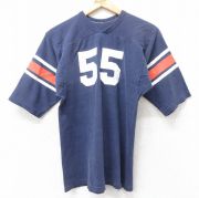 S★古着 ラッセル 半袖 ビンテージ フットボール Tシャツ メンズ 70年代 70s BRONDIE 55 コットン Vネック USA製 紺他 ネイビー 【spe】 25aug20 中古