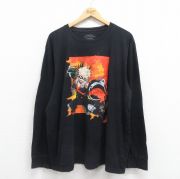 XL★古着 長袖 Tシャツ メンズ アニメ 僕のヒーローアカデミア 大きいサイズ コットン クルーネック 黒 ブラック 【spe】 25aug27 中古
