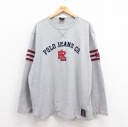 XL★古着 ラルフローレン Ralph Lauren ポロジーンズ 長袖 ブランド Tシャツ メンズ ビッグロゴ 大きいサイズ コットン クルーネック グレー 【spe】 25aug27 中古