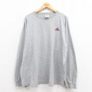 XL★古着 アディダス adidas 長袖 ビンテージ Tシャツ メンズ 90年代 90s ワンポイントロゴ 大きいサイズ クルーネック USA製 グレー 霜降り 【spe】 25aug29 中古