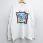 XL★古着 フルーツオブザルーム 長袖 ビンテージ Tシャツ メンズ 90年代 90s マラソン 企業広告 大きいサイズ コットン クルーネック USA製 白 ホワイト 【spe】 25aug30 中古