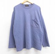 XL★古着 エディーバウアー 長袖 ビンテージ Tシャツ メンズ 90年代 90s 無地 胸ポケット付き 大きいサイズ クルーネック 薄紫 パープル 【spe】 25sep03 中古