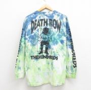 L★古着 長袖 ヒップホップ ラップ Tシャツ メンズ デスロウレコード コットン クルーネック 紺他 ネイビー タイダイ 【spe】 25sep05 中古