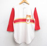 S★古着 チャンピオン Champion 7分袖 ビンテージ Tシャツ メンズ 80年代 80s アイオワステートサイクロンズ ツートンカラー ヘンリーネック USA製 白他 ホワイト 【spe】 25sep17 中古 7分丈 七分丈 七分袖