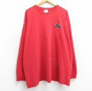 XL★古着 ナイキ NIKE 長袖 ビンテージ Tシャツ メンズ 90年代 90s ワンポイントロゴ AIR 大きいサイズ コットン クルーネック USA製 赤 レッド 【spe】 25sep26 中古