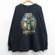 XL★古着 長袖 Tシャツ メンズ ミリタリー アーミー ARMY ネイビー NAVY フットボール 12 大きいサイズ クルーネック 黒 ブラック 【spe】 25sep26 中古