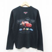 L★古着 長袖 ビンテージ Tシャツ メンズ 00年代 00s ディズニー DISNEY ピクサー カーズ コットン クルーネック USA製 黒 ブラック 【spe】 25sep26 中古