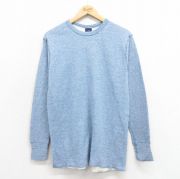 L★古着 duofold 長袖 ビンテージ Tシャツ メンズ 90年代 90s 無地 クルーネック USA製 紺 ネイビー 霜降り 【spe】 25oct23 中古