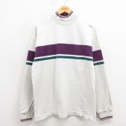 XL★古着 エルエルビーン LLBEAN 長袖 ビンテージ Tシャツ メンズ 80年代 80s コットン モックネック ハイネック USA製 グレー 霜降り他 【spe】 25oct23 中古