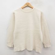 L★古着 長袖 ビンテージ サーマル Tシャツ メンズ 70年代 70s ミリタリー 無地 コットン クルーネック USA製 生成り【spe】 26feb06