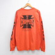 XL★古着 長袖 ビンテージ Tシャツ メンズ 90年代 90s チョッパーズ 大きいサイズ コットン クルーネック USA製 オレンジ【spe】 26feb20
