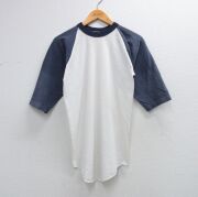 M★古着 ラッセル 7分袖 ビンテージ Tシャツ メンズ 70年代 70s 無地 ツートンカラー ラグラン クルーネック 白他【spe】 26feb20