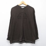 L★古着 ラルフローレン ポロジーンズ 長袖 ブランド Tシャツ メンズ ビッグロゴ 大きいサイズ コットン クルーネック 茶【spe】 26feb24