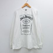 XL★古着 長袖 Tシャツ メンズ ジャックダニエル 酒 コットン クルーネック 白【spe】 26feb28
