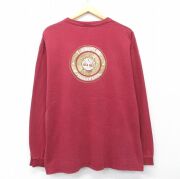 XL★古着 ティンバーランド 長袖 ビンテージ Tシャツ メンズ 90年代 90s ビッグロゴ 大きいサイズ コットン クルーネック USA製 エンジ【spe】 26mar04