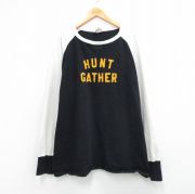 XL★古着 長袖 ビンテージ Tシャツ メンズ 90年代 90s HUNT GATHER ラグラン 大きいサイズ コットン クルーネック USA製 黒他【spe】 26mar12