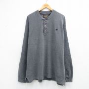 XL★古着 ティンバーランド 長袖 ビンテージ Tシャツ メンズ 90年代 90s ワンポイントロゴ 大きいサイズ コットン ヘンリーネック グレー【spe】 26mar12