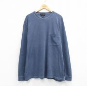 XL★古着 エディーバウアー 長袖 ビンテージ Tシャツ メンズ 90年代 90s 無地 胸ポケット付き 大きいサイズ コットン クルーネック USA製 紺【spe】 26mar13