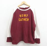 XL★古着 長袖 ビンテージ Tシャツ メンズ 90年代 90s HUNT 大きいサイズ ツートンカラー クルーネック USA製 エンジ【spe】 26mar21