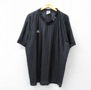XL★古着 アディダス adidas 半袖 ビンテージ Tシャツ メンズ 90年代 90s ワンポイントロゴ 大きいサイズ Vネック 黒 3本ライン【spe】 26mar28
