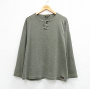 XL★古着 グラミチ 長袖 ビンテージ Tシャツ メンズ 90年代 90s 無地 大きいサイズ コットン ヘンリーネック USA製 緑系【spe】 26apr01