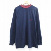 XL★古着 ノーティカ 長袖 ブランド ビンテージ Tシャツ メンズ 90年代 90s ワンポイントロゴ 大きいサイズ コットン クルーネック 紺他【spe】 26apr01